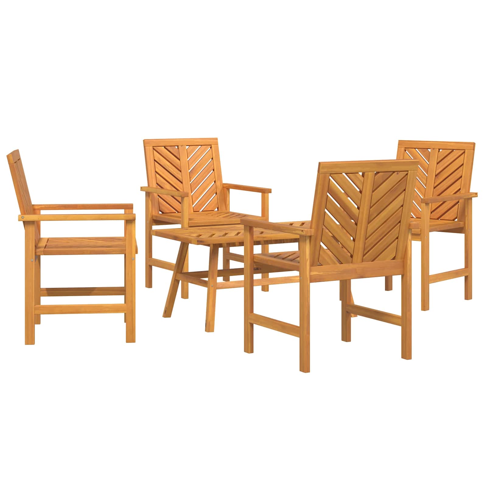 Set Lounge da Giardino 5 pz Marrone Legno di Acacia Massello