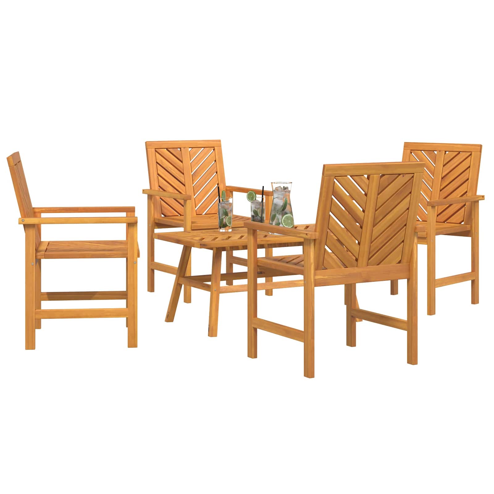 Set Lounge da Giardino 5 pz Marrone Legno di Acacia Massello