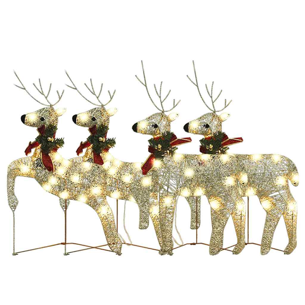 Renne di Natale 4 pz Oro 80 LED