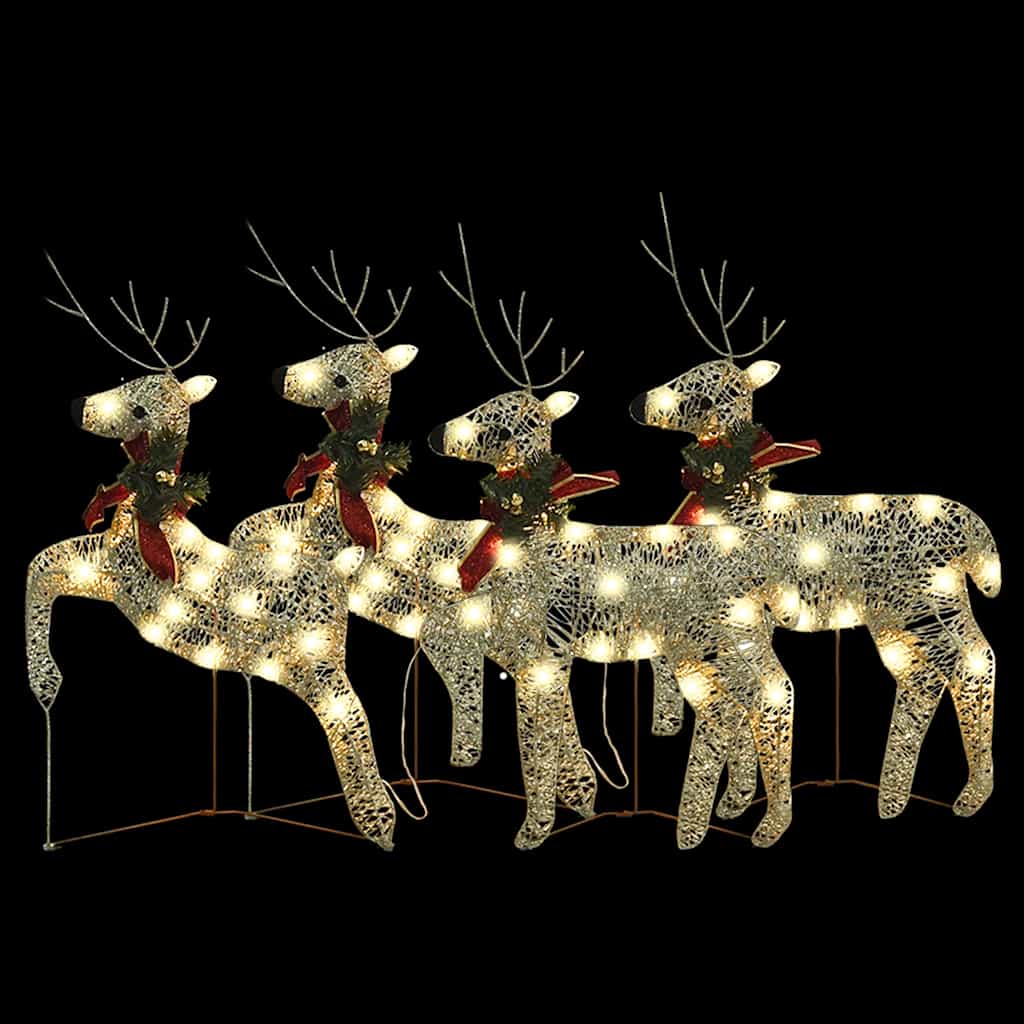 Renne di Natale 4 pz Oro 80 LED