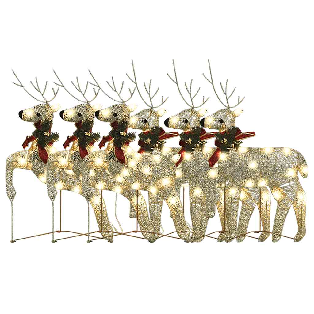 Renne di Natale 6 pz Oro 120 LED