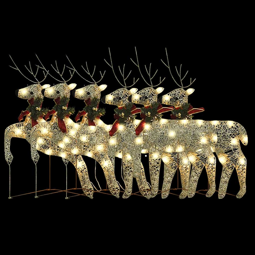 Renne di Natale 6 pz Oro 120 LED