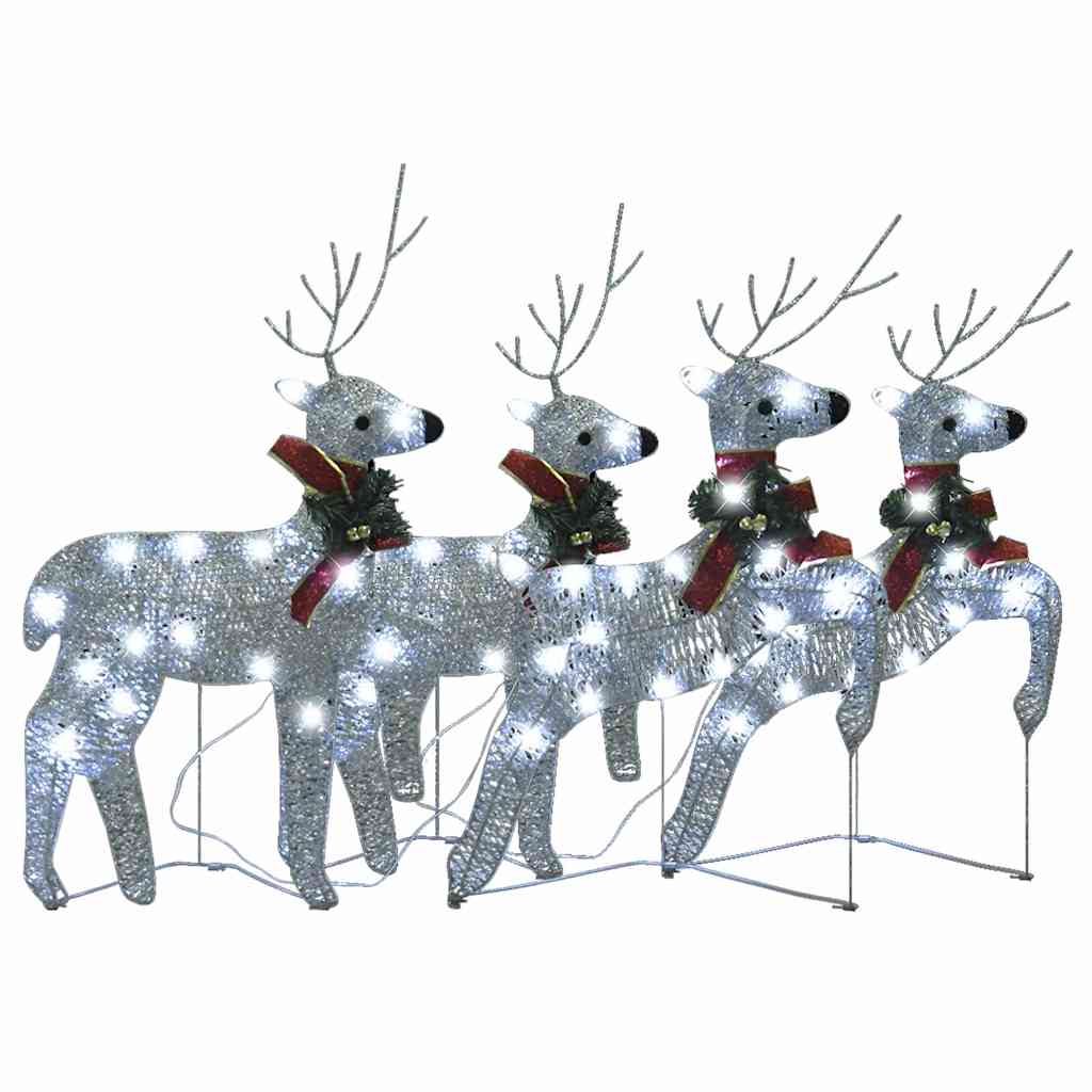 Renne di Natale 4 pz Argento 80 LED