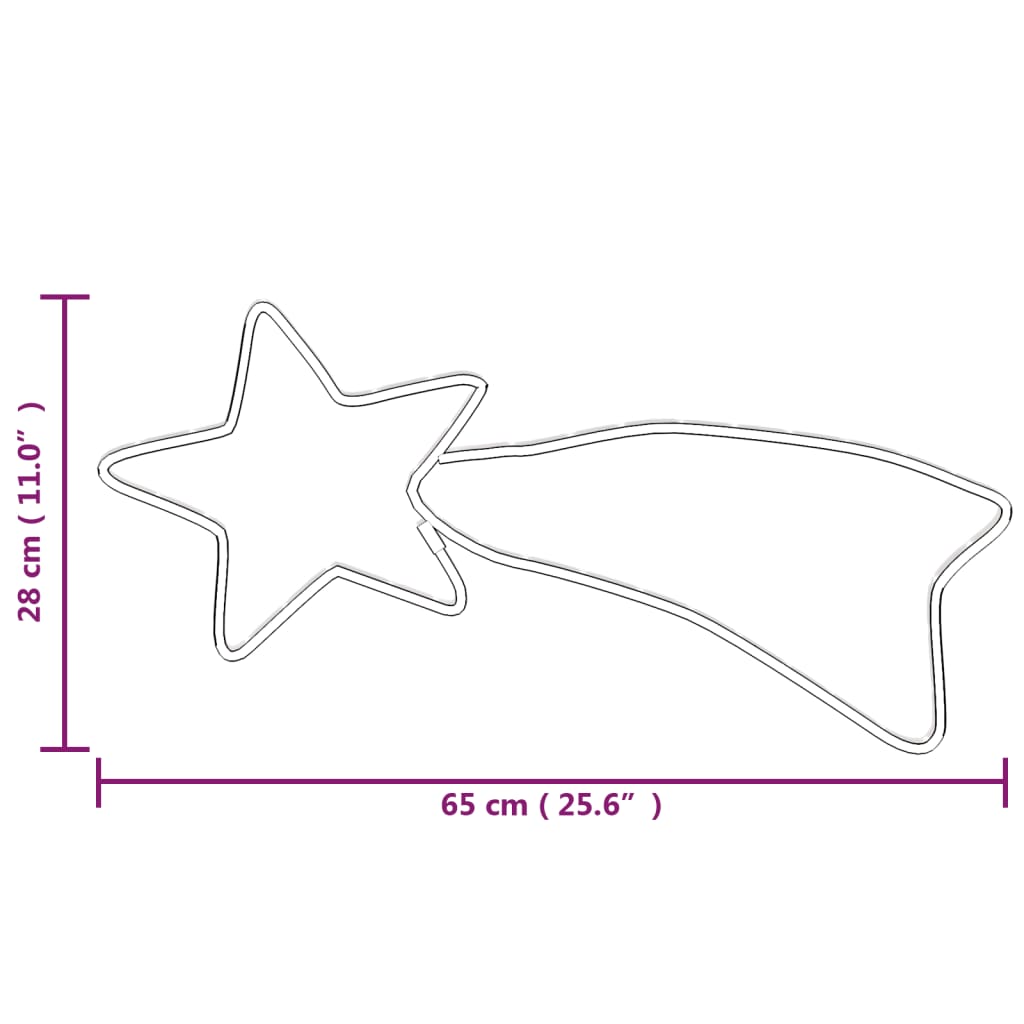 Figure Natalizie Stelle Comete 48 LED 2pz Bianco Caldo 65x28 cm