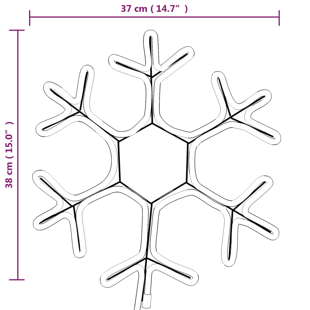 Figura Natalizia Fiocco di Neve LED 2 pz Bianco Caldo 38x37 cm