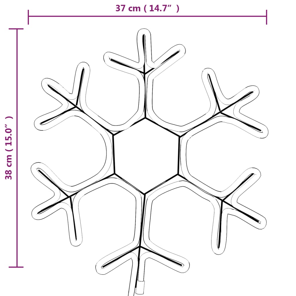 Figura Natalizia Fiocco di Neve LED 3 pz Bianco Caldo 38x37 cm
