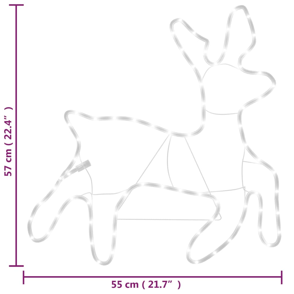 Figura Natalizia Renna con LED 3 pz Bianco Caldo 57x55x4,5 cm