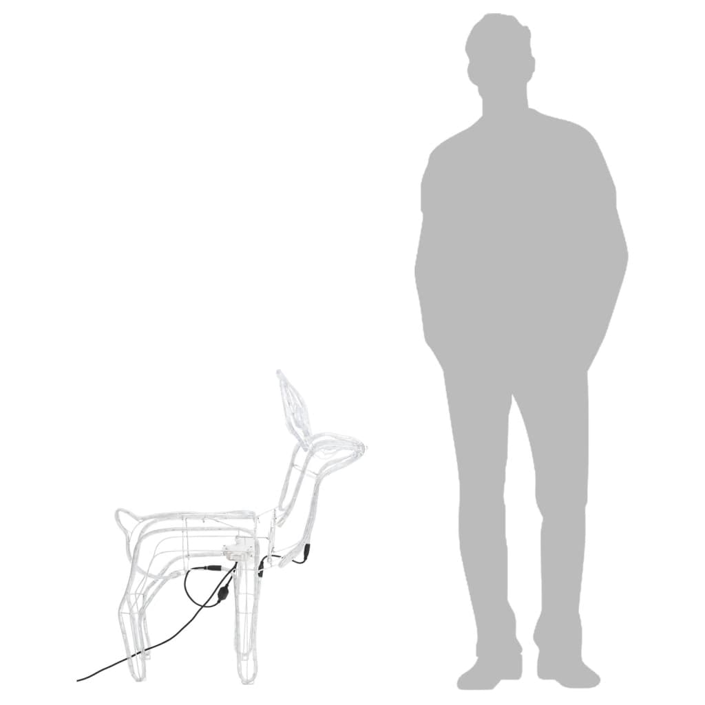 Figure Natalizie Renne con Teste Mobili 2 pz Bianco Caldo