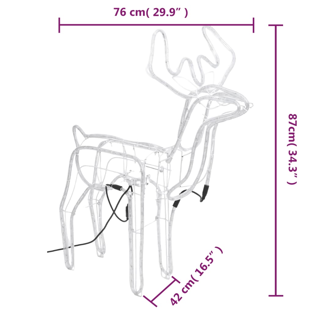 Figure Natale Renne Teste Mobili 3 pz Bianco Freddo 76x42x87 cm