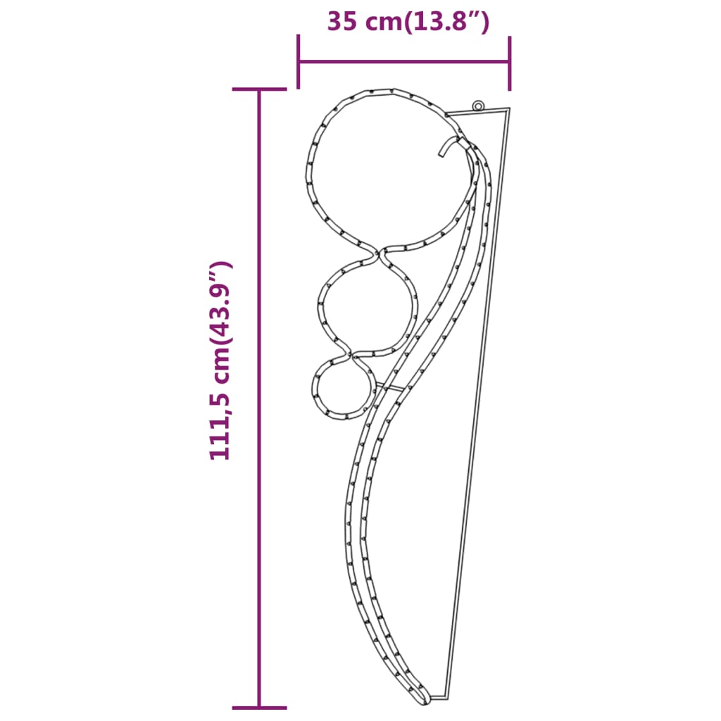 Stringhe Luci a Forma di Palle 16pz Bianco Caldo 111,5x35x4,5cm
