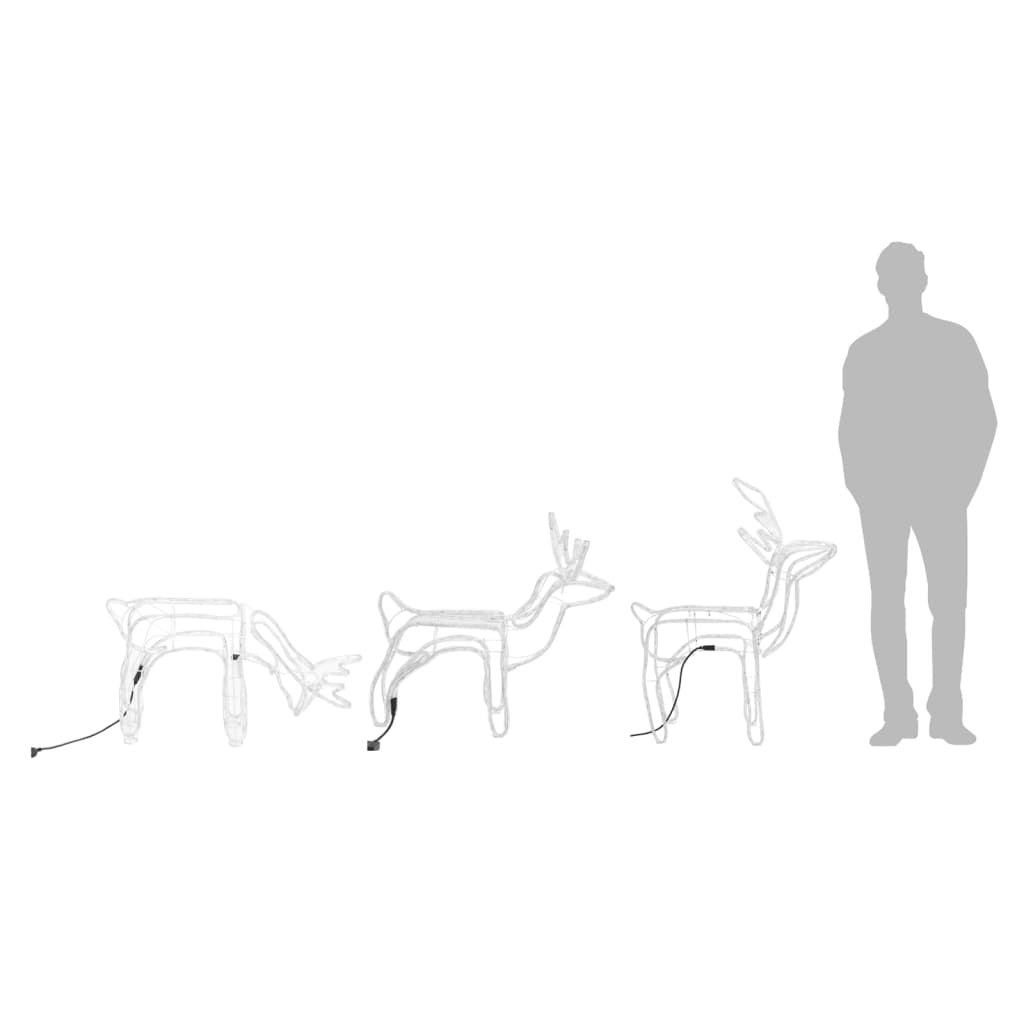Set Figure Renne Natalizie 3 pz Bianco Caldo