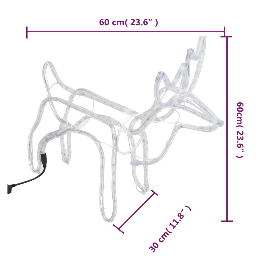 Set Figure Renne Natalizie 3 pz Bianco Caldo