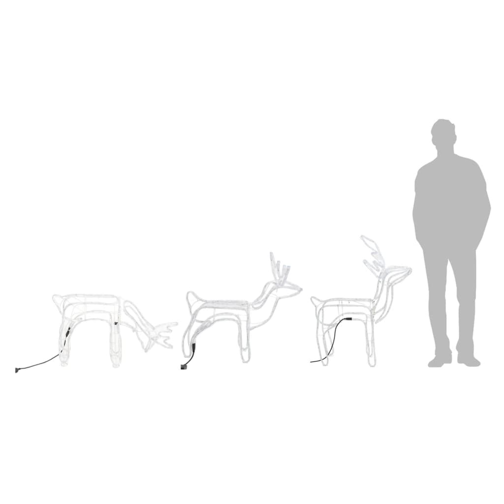 Set Figure Renne Natalizie 3 pz Bianco Freddo