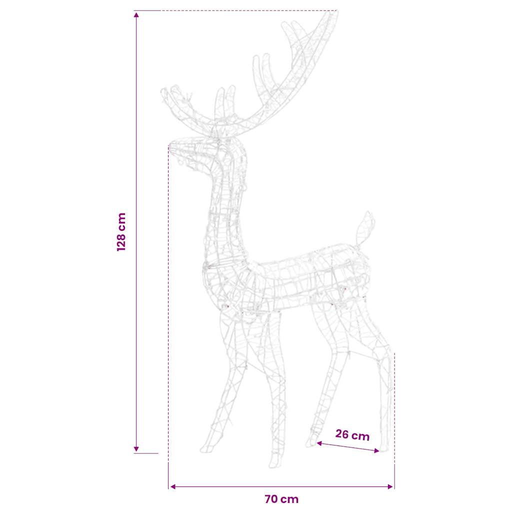Decorazioni Natalizie Renne in Acrilico 2pz 128cm Bianco Freddo