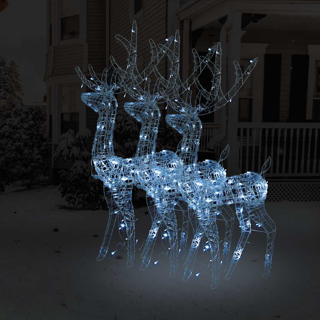 Decorazioni Natalizie Renne in Acrilico 3pz 128cm Bianco Freddo