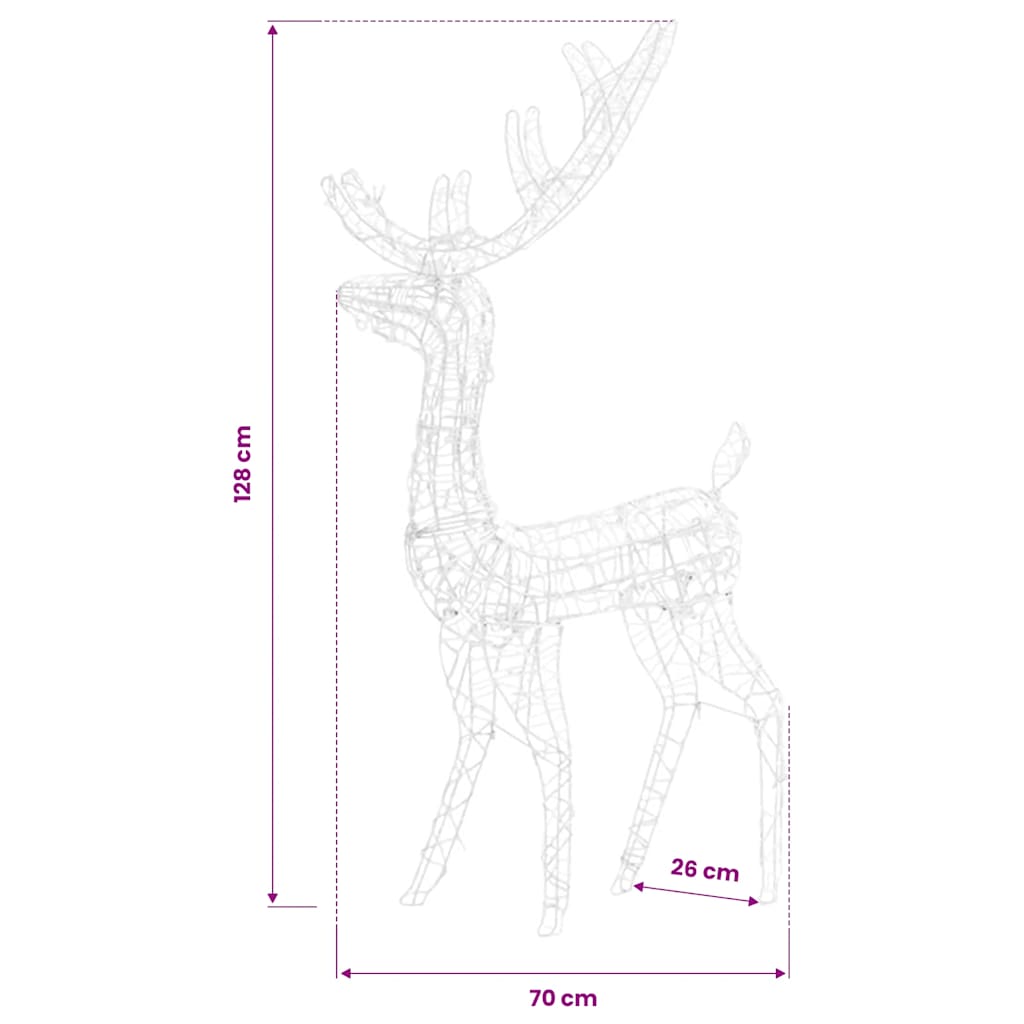 Decorazioni Natalizie Renne in Acrilico 3 pz 128 cm Blu