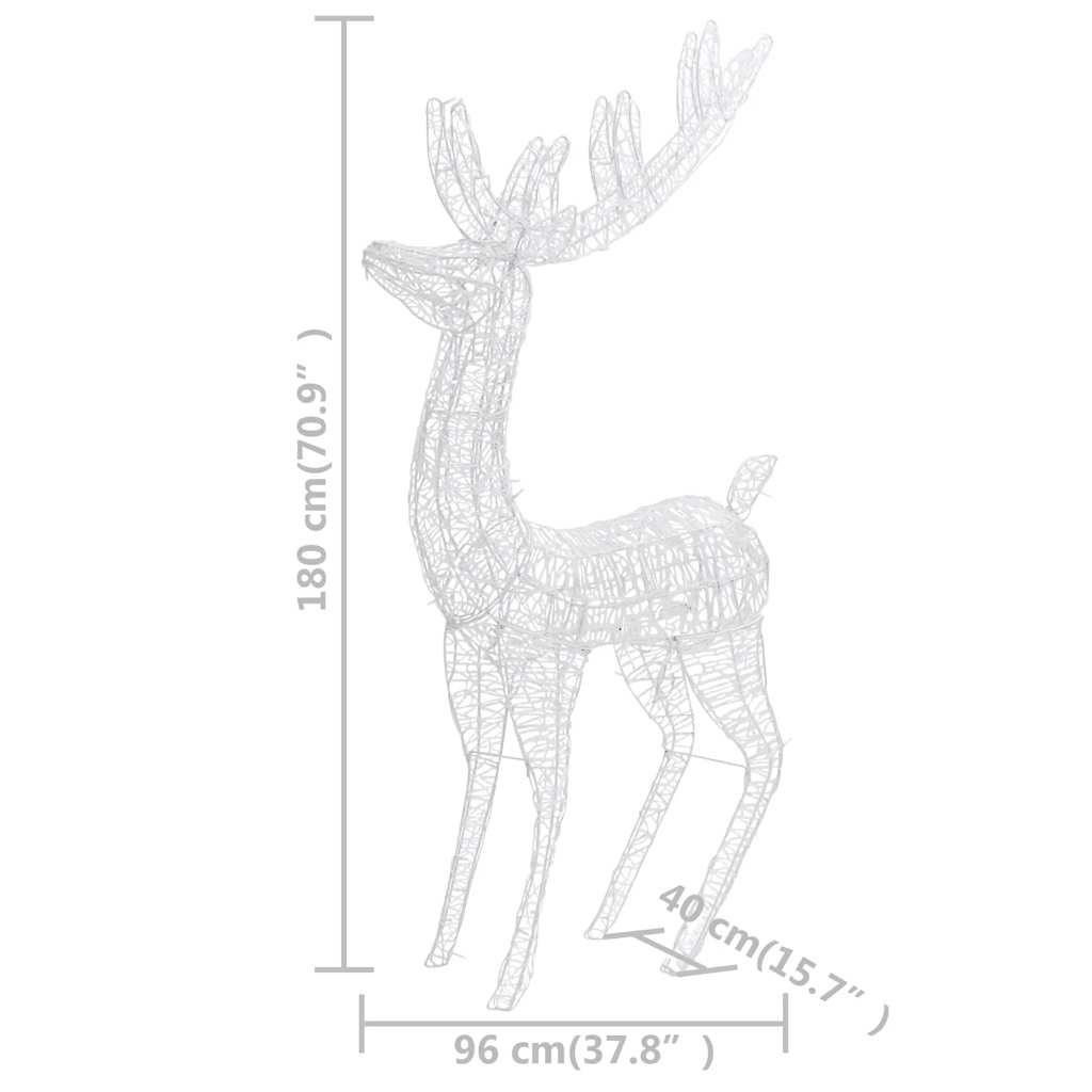 Renne di Natale XXL in Acrilico 250 LED 2 pz 180cm Bianco Caldo