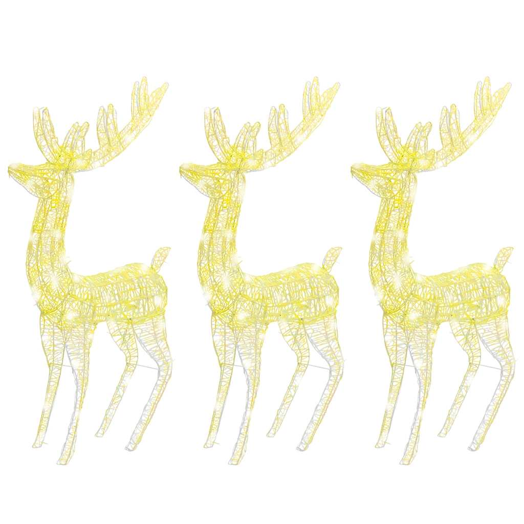 Renne di Natale XXL in Acrilico 250 LED 3 pz 180cm Bianco Caldo