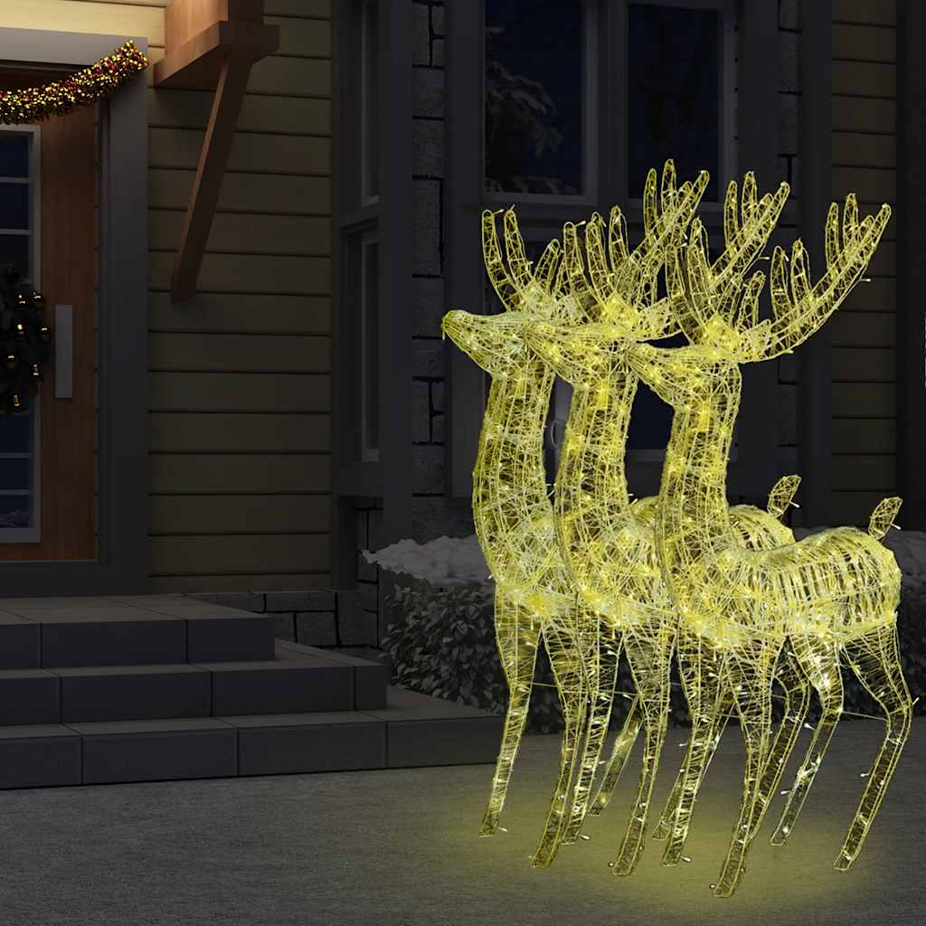 Renne di Natale XXL in Acrilico 250 LED 3 pz 180cm Bianco Caldo
