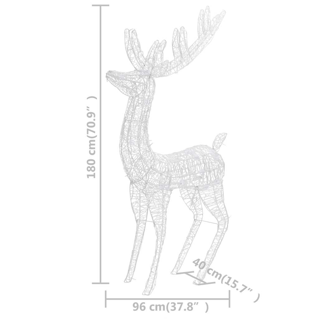 Renne di Natale XXL in Acrilico 250 LED 2pz 180cm Bianco Freddo