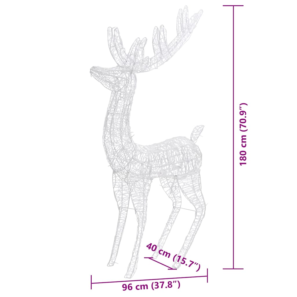 Renne di Natale XXL in Acrilico 250 LED 3pz 180cm Bianco Freddo