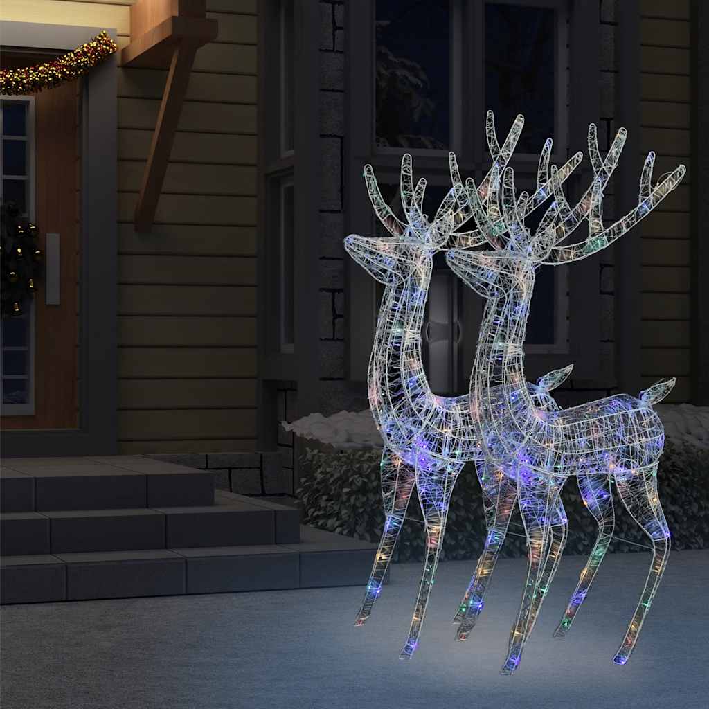 Renne di Natale XXL in Acrilico 250 LED 2 pz 180 cm Multicolore