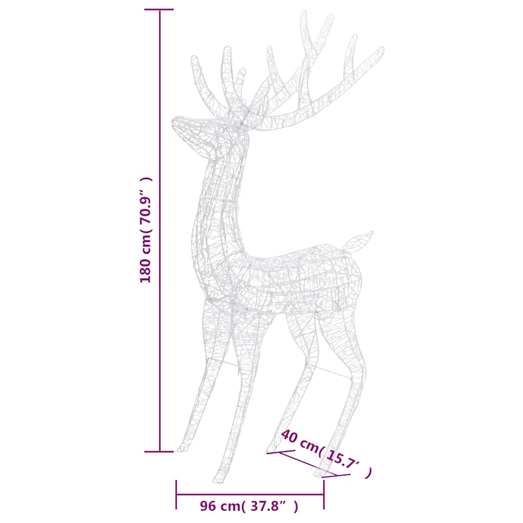 Renne di Natale XXL in Acrilico 250 LED 2 pz 180 cm Multicolore