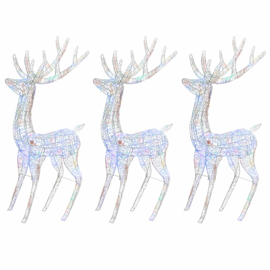 Renne di Natale XXL in Acrilico 250 LED 3 pz 180 cm Multicolore