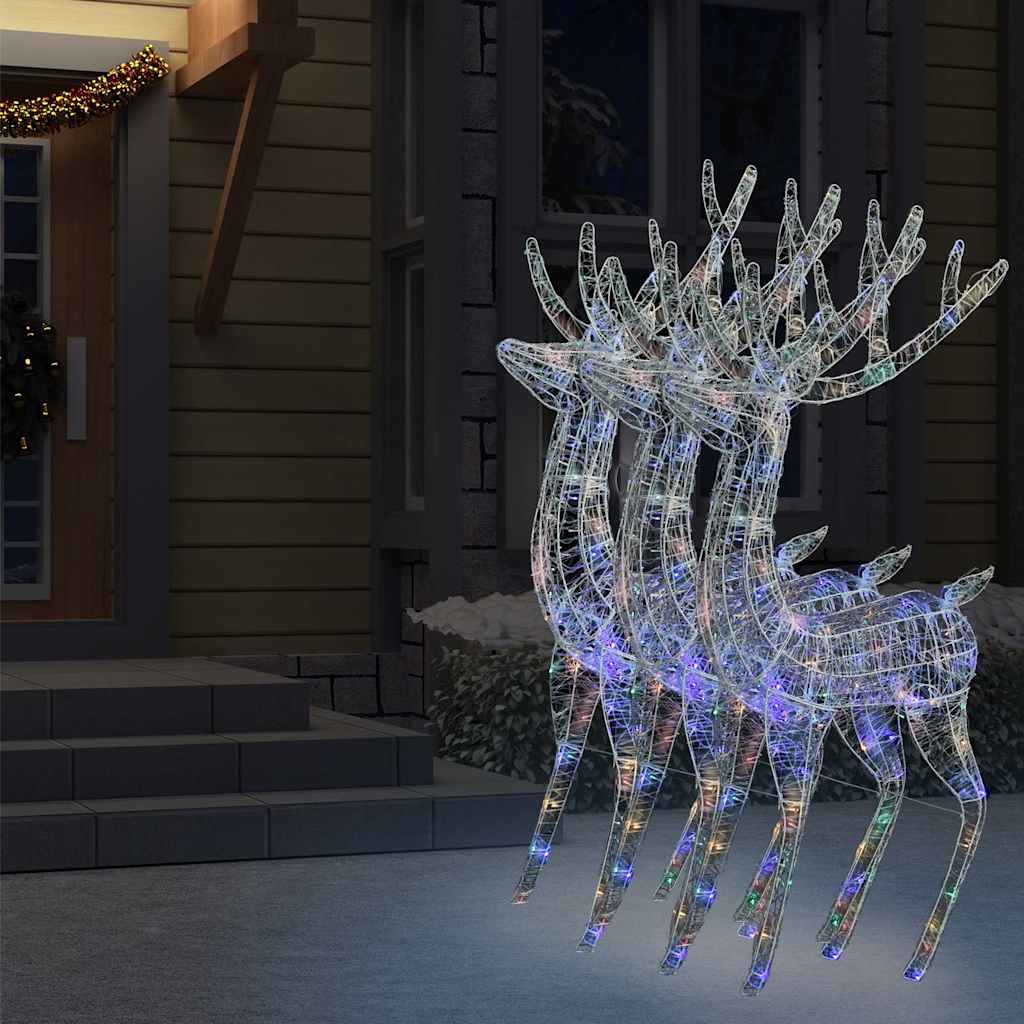 Renne di Natale XXL in Acrilico 250 LED 3 pz 180 cm Multicolore