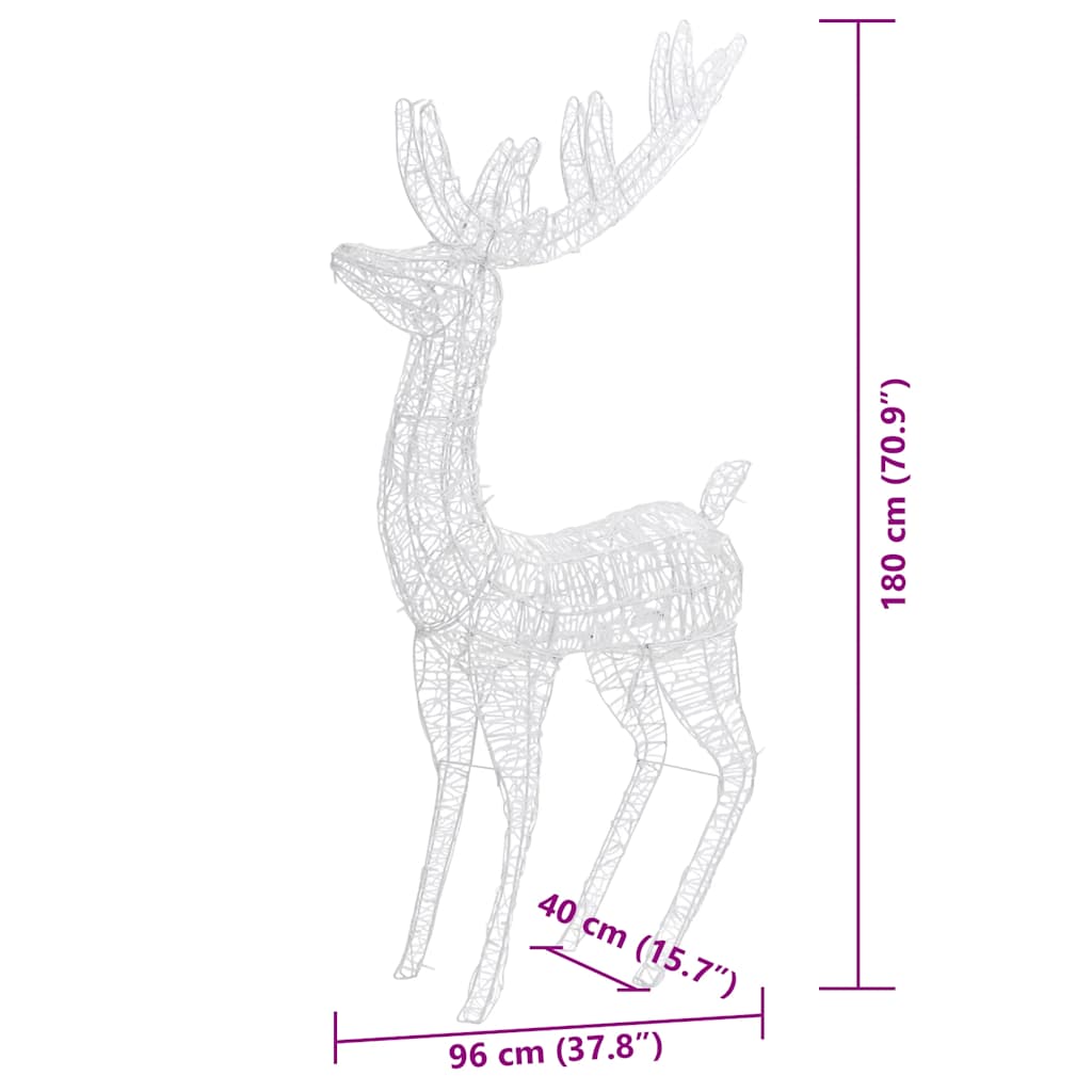 Renne di Natale XXL in Acrilico 250 LED 3 pz 180 cm Multicolore