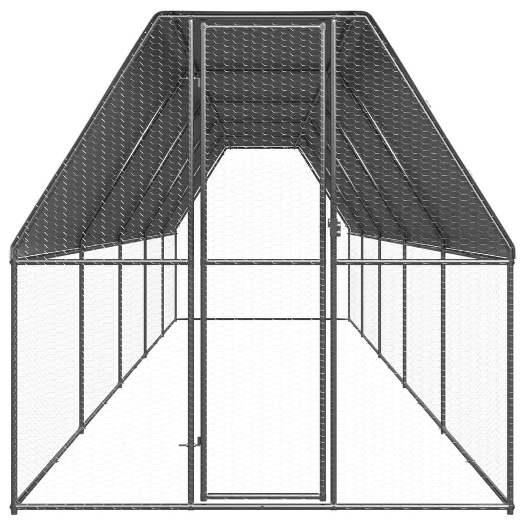 Gabbia per Polli da Esterno 2x10x2 m in Acciaio Zincato
