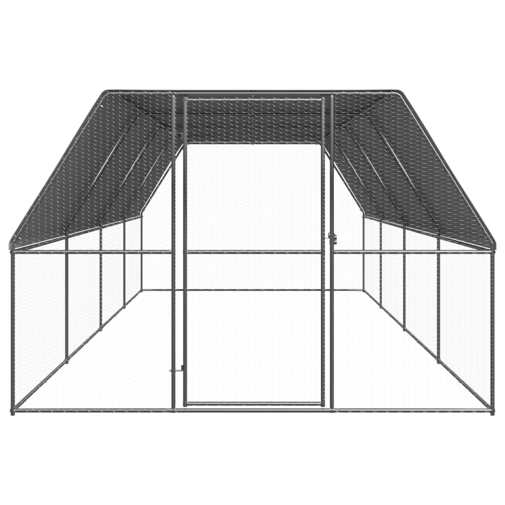 Gabbia per Polli da Esterno 3x8x2 m in Acciaio Zincato