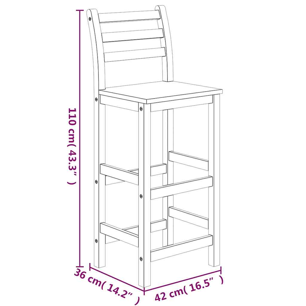 Set da Bar da Giardino 5 pz in Legno Massello di Acacia