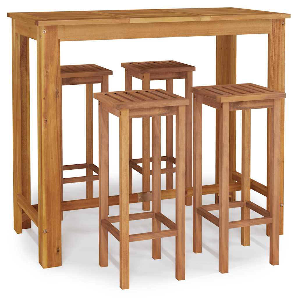 Set da Bar da Giardino 5 pz in Legno Massello di Acacia
