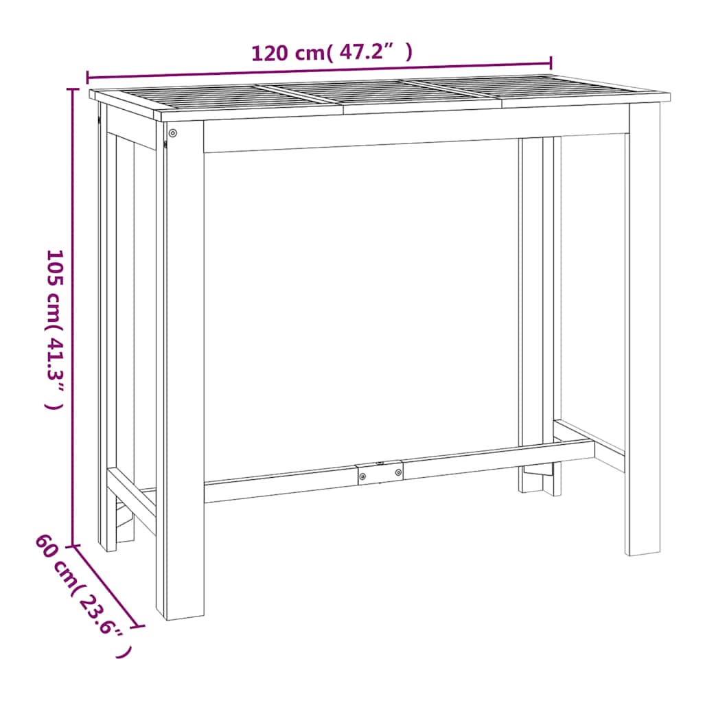 Set da Bar da Giardino 7 pz in Legno Massello di Acacia
