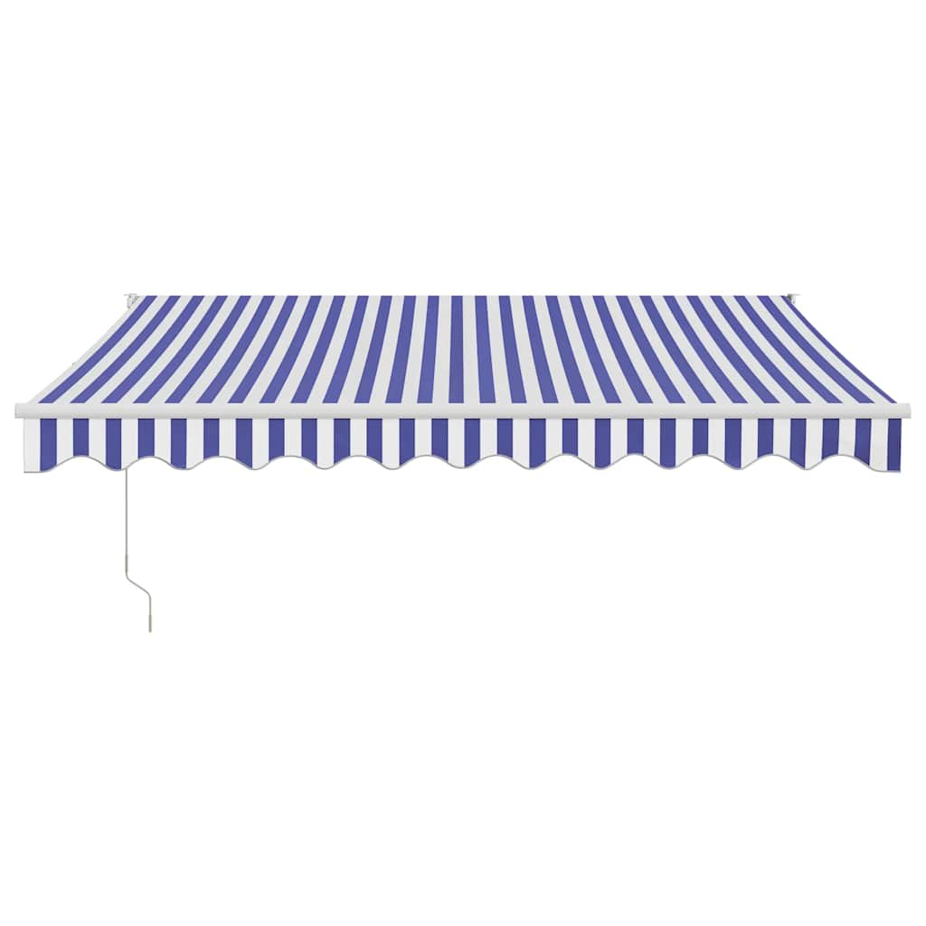 Tenda Sole Retrattile Blu e Bianca 3x2,5 m Tessuto e Alluminio