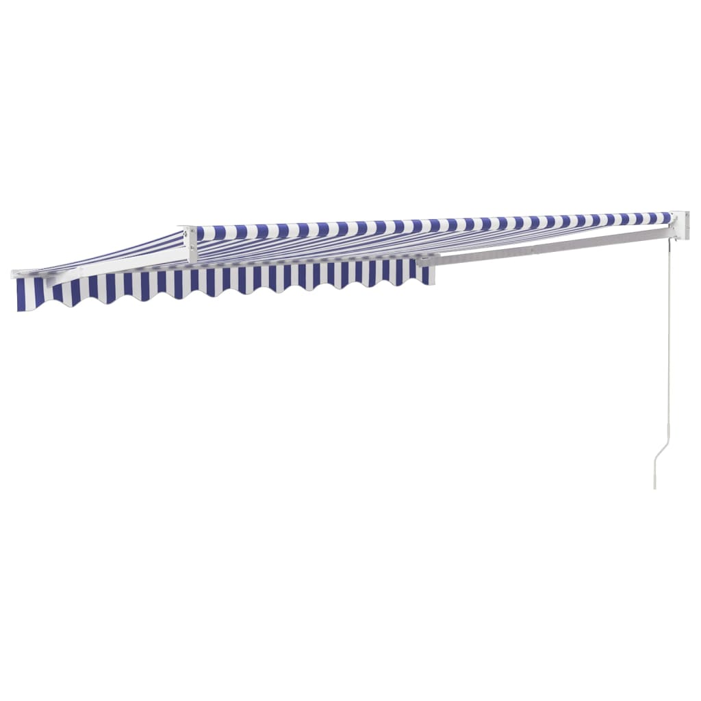 Tenda Sole Retrattile Blu e Bianca 3x2,5 m Tessuto e Alluminio