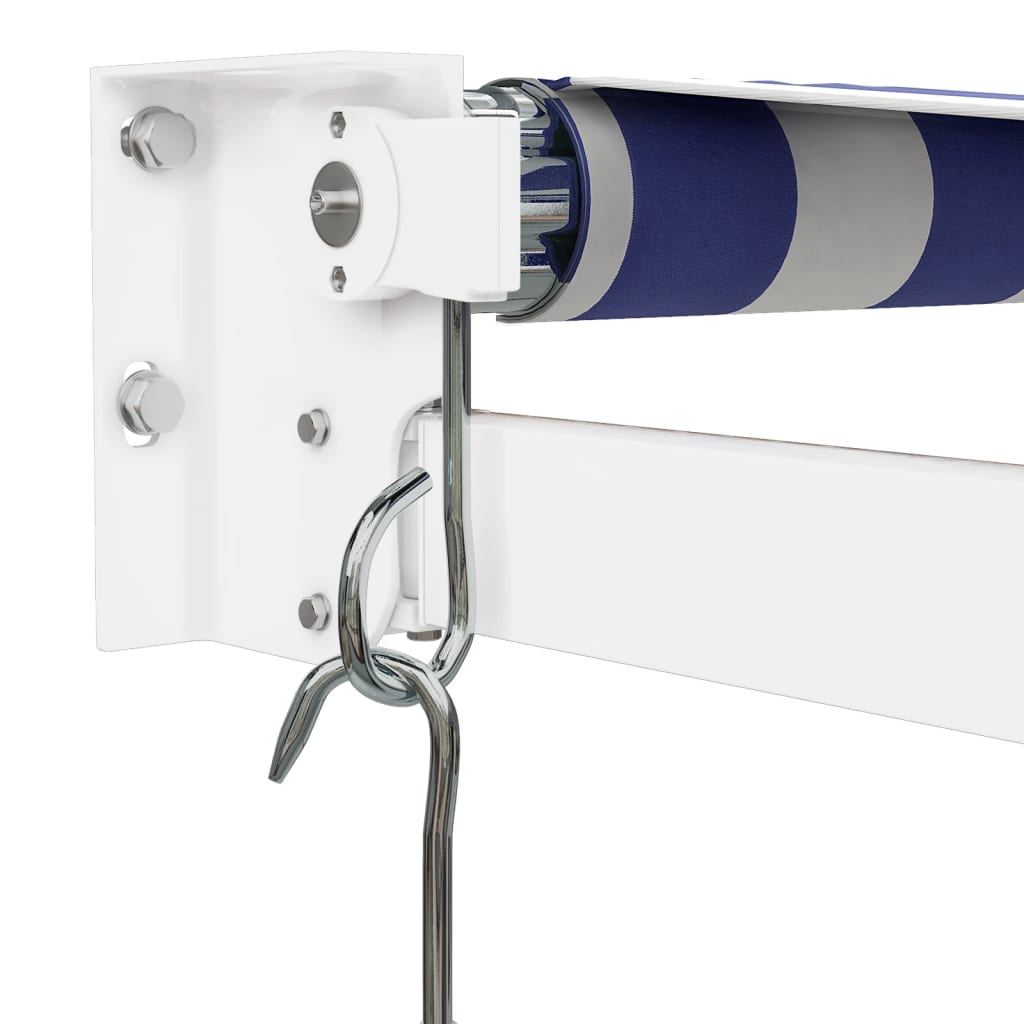 Tenda da Sole Retrattile Blu e Bianca 4x3 m Tessuto e Alluminio