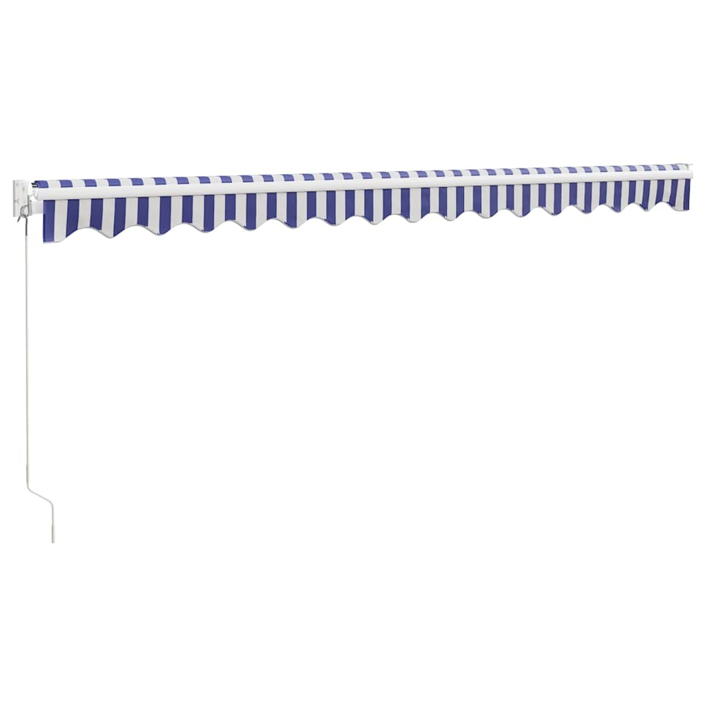 Tenda Sole Retrattile Blu e Bianca 4,5x3 m Tessuto e Alluminio