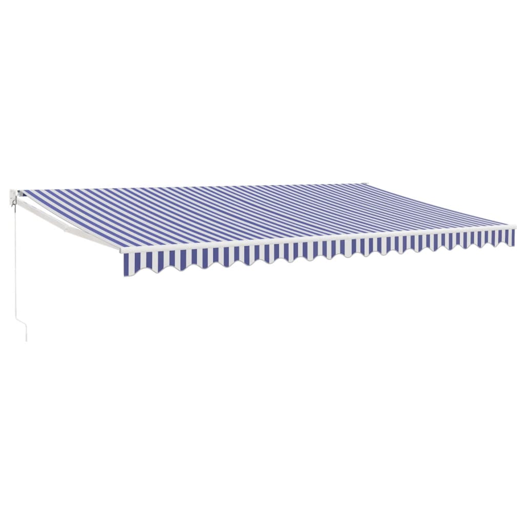 Tenda da Sole Retrattile Blu e Bianca 5x3 m Tessuto e Alluminio