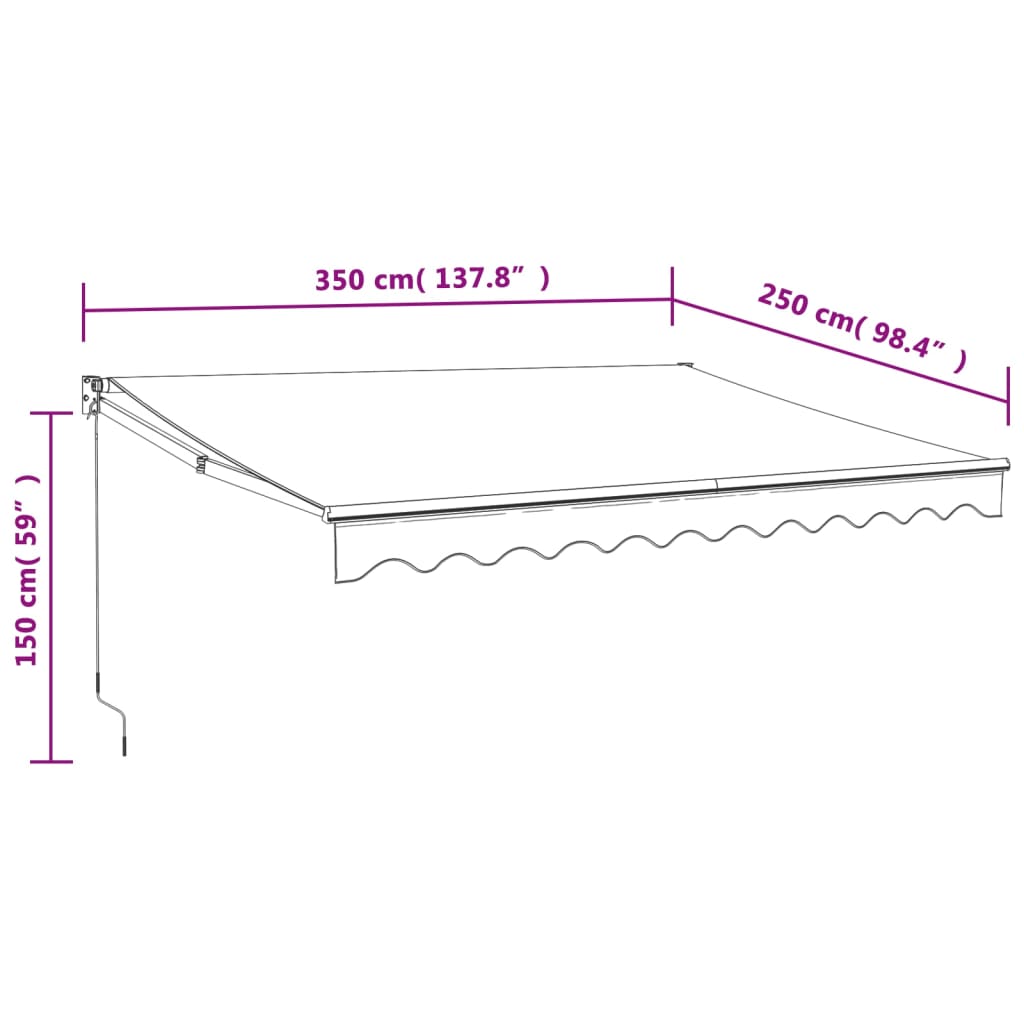 Tenda da Sole Retrattile Crema 3,5x2,5 m in Tessuto e Alluminio