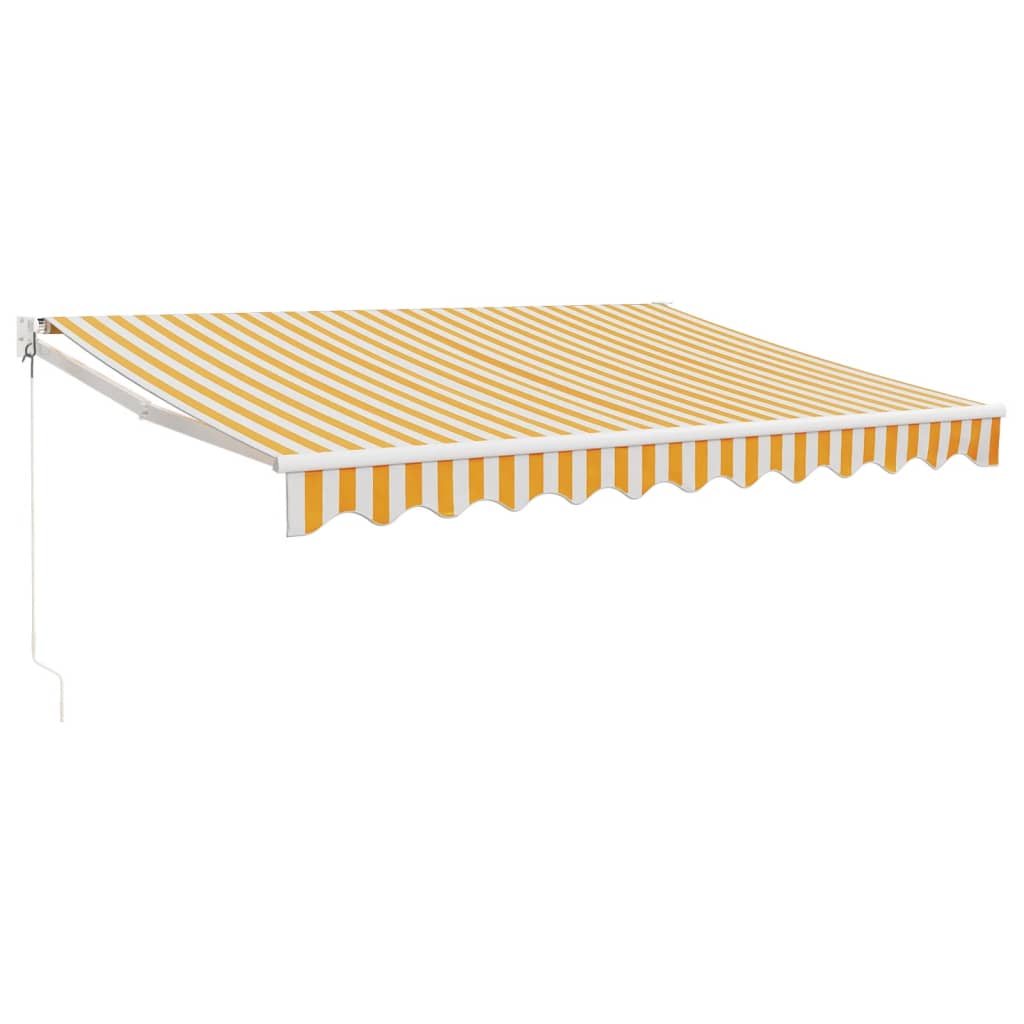 Tenda Retrattile Gialla e Bianca 3,5x2,5 m Tessuto e Alluminio