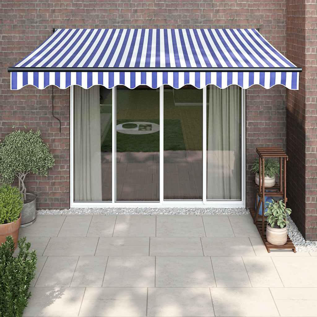 Tenda Sole Retrattile Blu e Bianca 3x2,5 m Tessuto e Alluminio