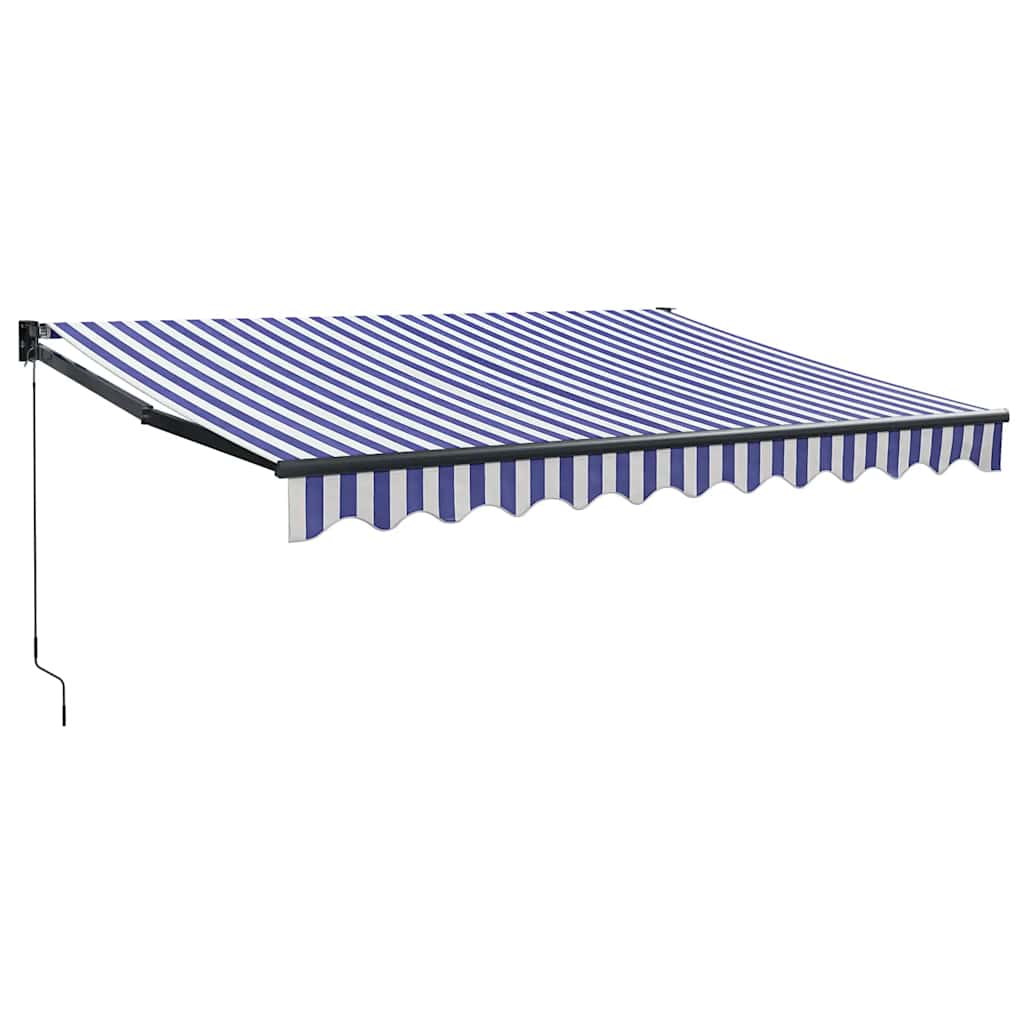 Tenda Sole Retrattile Blu e Bianca 3x2,5 m Tessuto e Alluminio