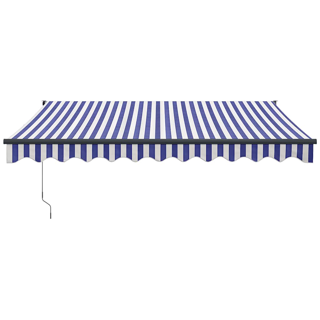 Tenda Sole Retrattile Blu e Bianca 3x2,5 m Tessuto e Alluminio
