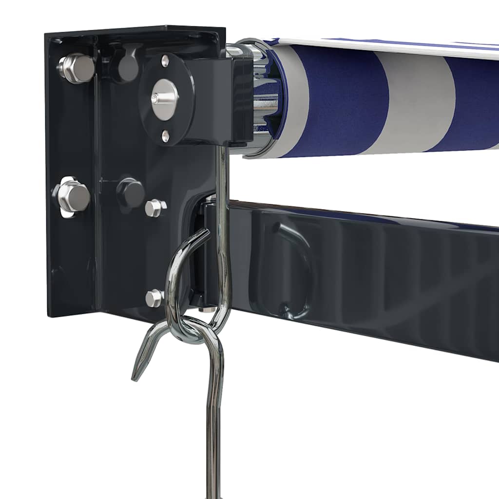 Tenda Sole Retrattile Blu e Bianca 3x2,5 m Tessuto e Alluminio