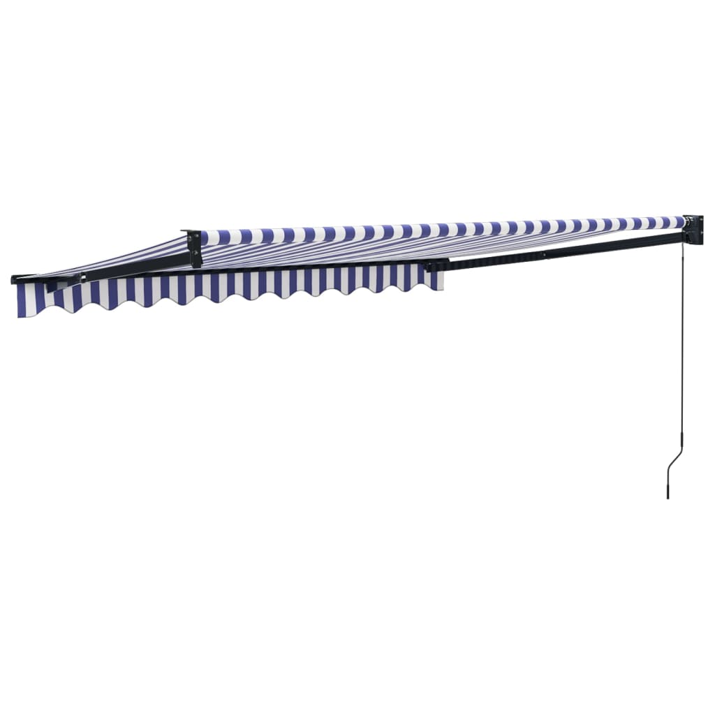 Tenda Sole Retrattile Blu e Bianca 3,5x2,5m Tessuto e Alluminio
