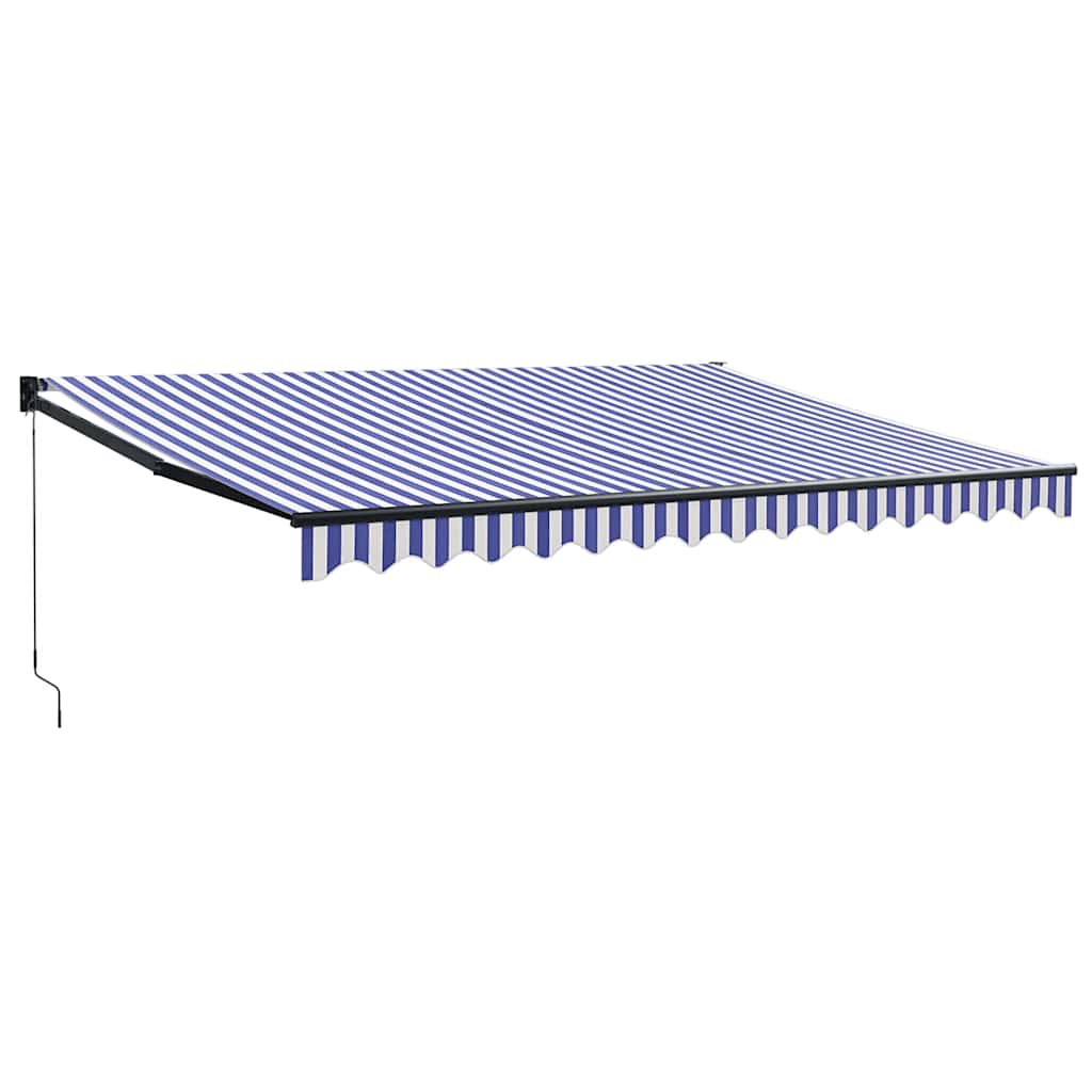 Tenda Sole Retrattile Blu e Bianca 4,5x3 m Tessuto e Alluminio