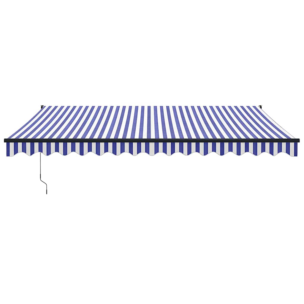 Tenda Sole Retrattile Blu e Bianca 4,5x3 m Tessuto e Alluminio