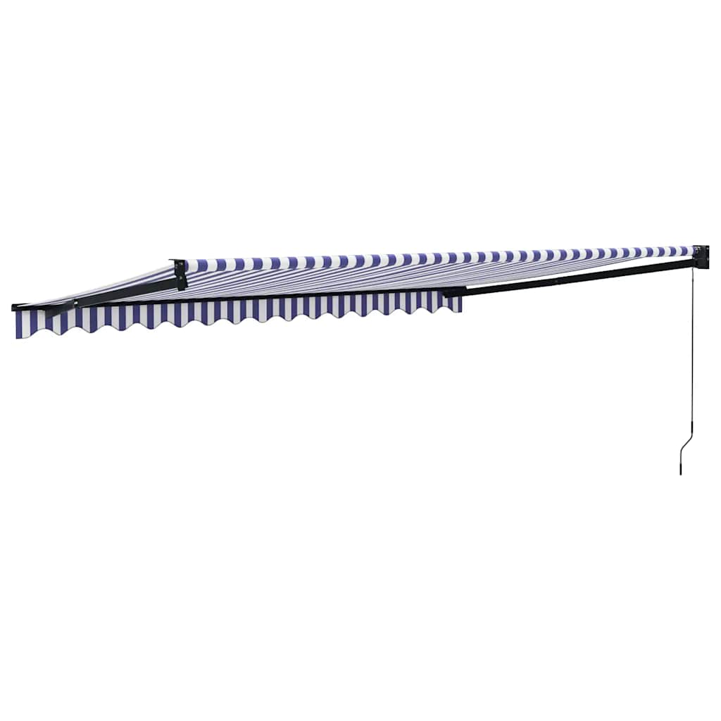 Tenda Sole Retrattile Blu e Bianca 4,5x3 m Tessuto e Alluminio